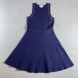 Michael Michael Kors Dress Womens Small Navy Sleeveless Studded Fit Flare